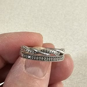 Sterling silver & lab created diamond ring size 7/8